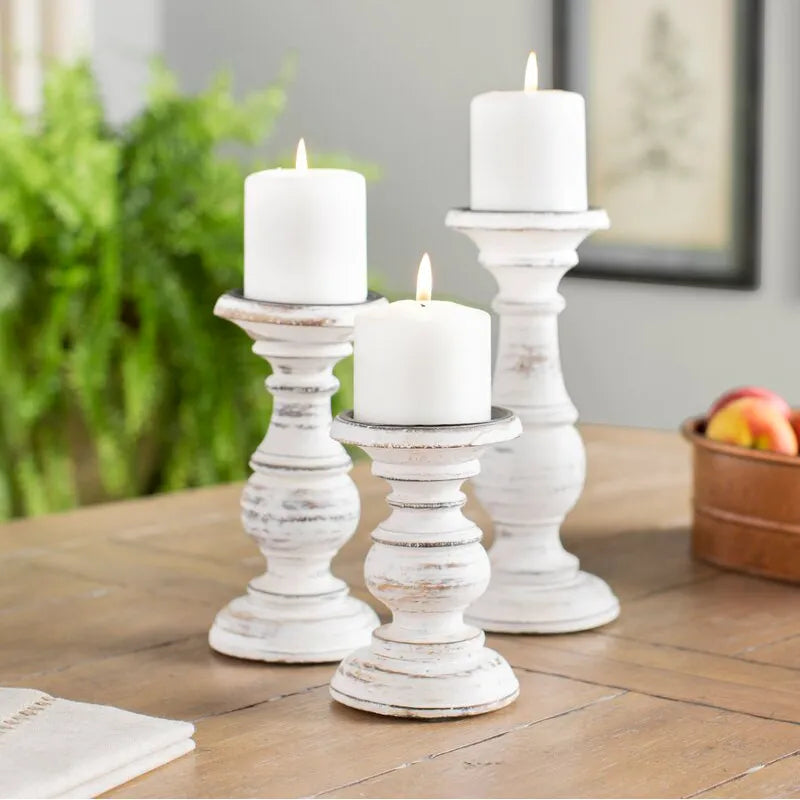  OLEEK Wood Candle Holders for Table Centerpiece (9,8